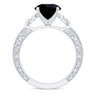 Vintage Inspired Black Onyx Celtic Engagement Ring with Diamond AAA - Rosec Jewels