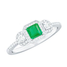 Princess Cut Emerald Classic Vintage Engagement Ring Diamond AAA - Rosec Jewels
