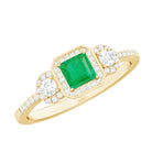 Princess Cut Emerald Classic Vintage Engagement Ring Diamond AAA - Rosec Jewels