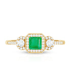 Princess Cut Emerald Classic Vintage Engagement Ring Diamond AAA - Rosec Jewels