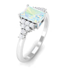 Octagon Cut Ethiopian Opal and Diamond Solitaire Engagement Ring Ethiopian Opal - ( AAA ) - Quality - Rosec Jewels
