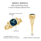 8mm Cushion Cut London Blue Topaz Vintage Solitaire Ring AAA - Rosec Jewels