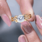 Rosec Jewels-Vintage Style Cushion Moissanite Solitaire Ring in Bezel Setting