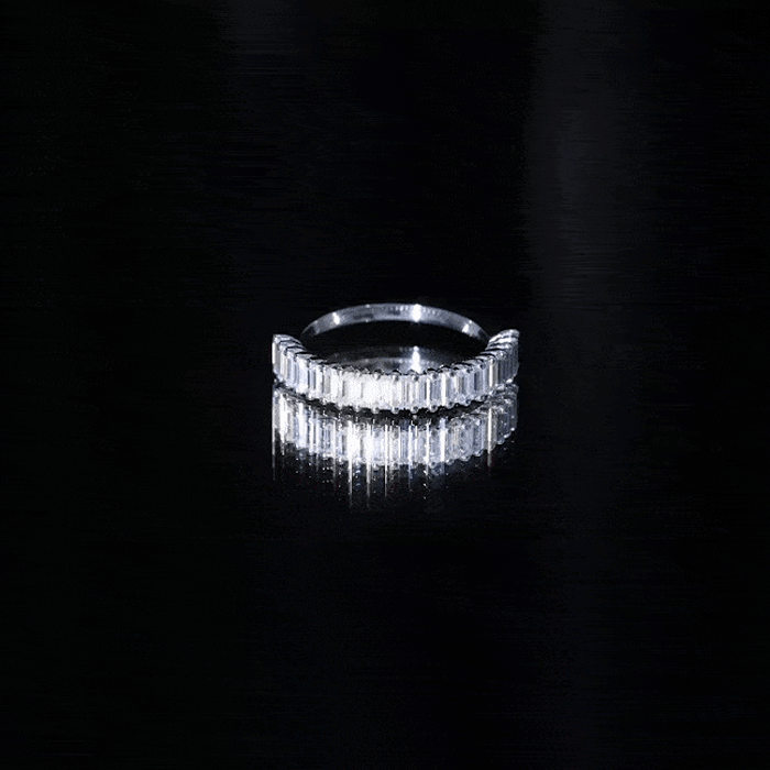 Certified Baguette Moissanite Half Eternity Band Ring D-VS1 - Rosec Jewels