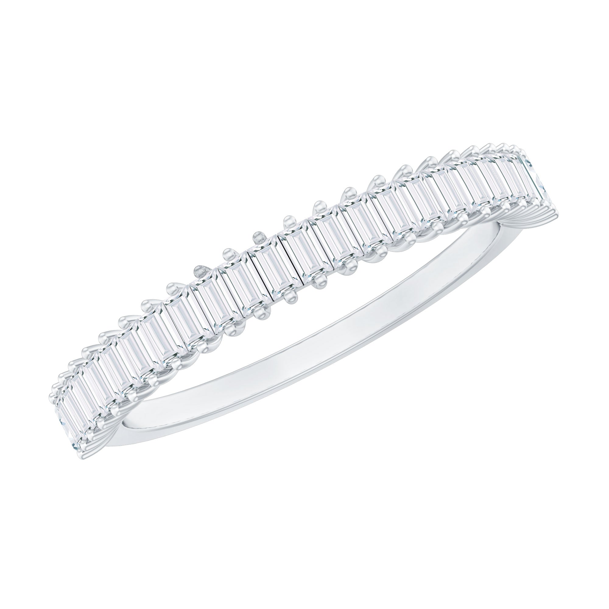 Certified Baguette Moissanite Half Eternity Band Ring D-VS1 - Rosec Jewels