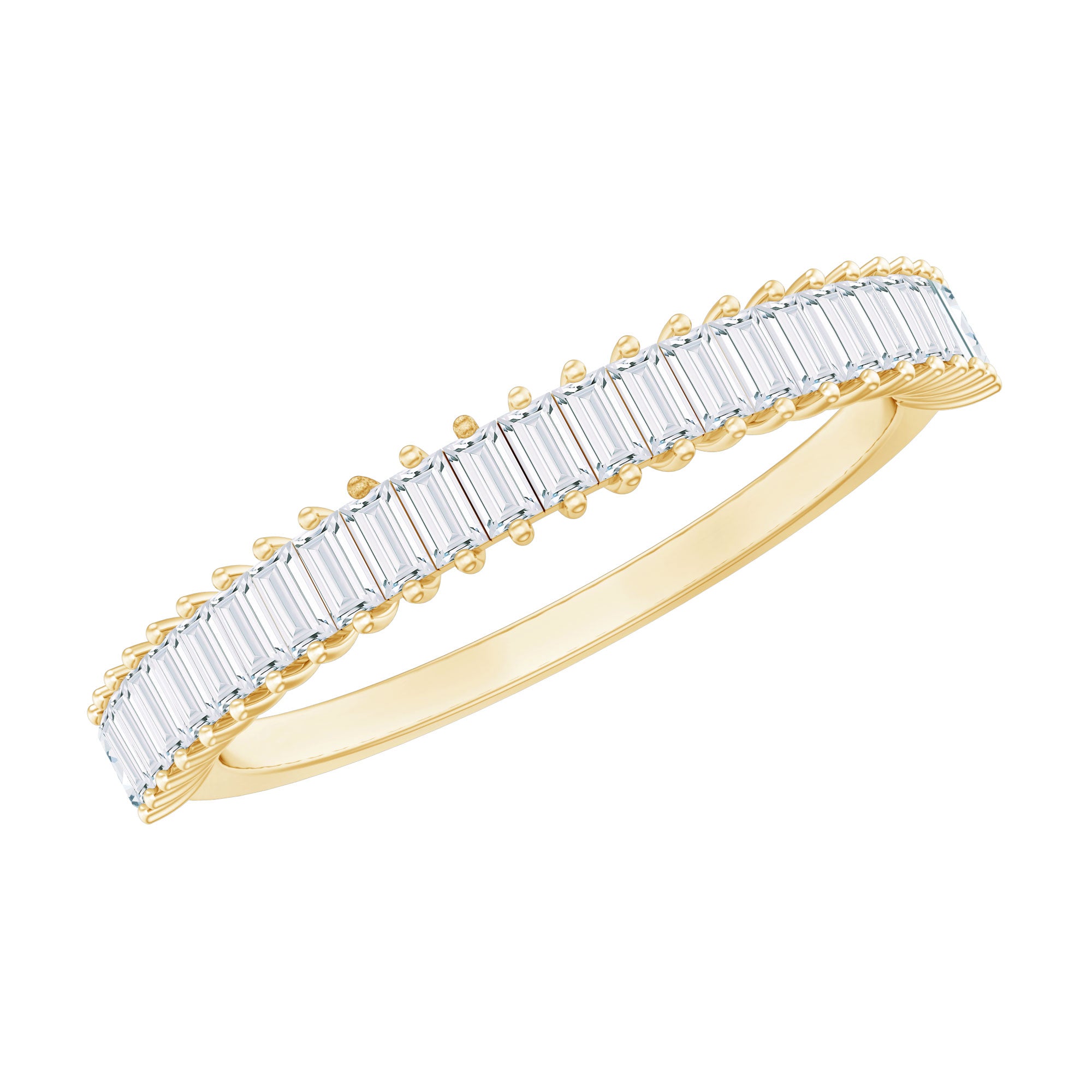 Rosec Jewels-Certified Baguette Moissanite Half Eternity Anniversary Band Ring