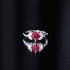 Princess Cut Lab Grown Ruby Solitaire Ring with Diamond AAAA - Rosec Jewels
