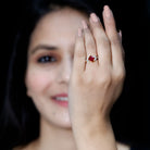 Princess Cut Lab Grown Ruby Solitaire Ring with Diamond AAAA - Rosec Jewels
