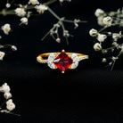 Princess Cut Lab Grown Ruby Solitaire Ring with Diamond AAAA - Rosec Jewels