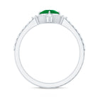 Antique Looking Real Emerald Cushion Cut Engagement Ring with Diamond AAA - Rosec Jewels