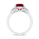Rosec Jewels-Certified Cushion Cut Lab Ruby and Diamond Halo Engagement Ring
