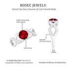 Cushion Cut Lab Grown Ruby and Diamond Crossover Engagement Ring AAAA - Rosec Jewels