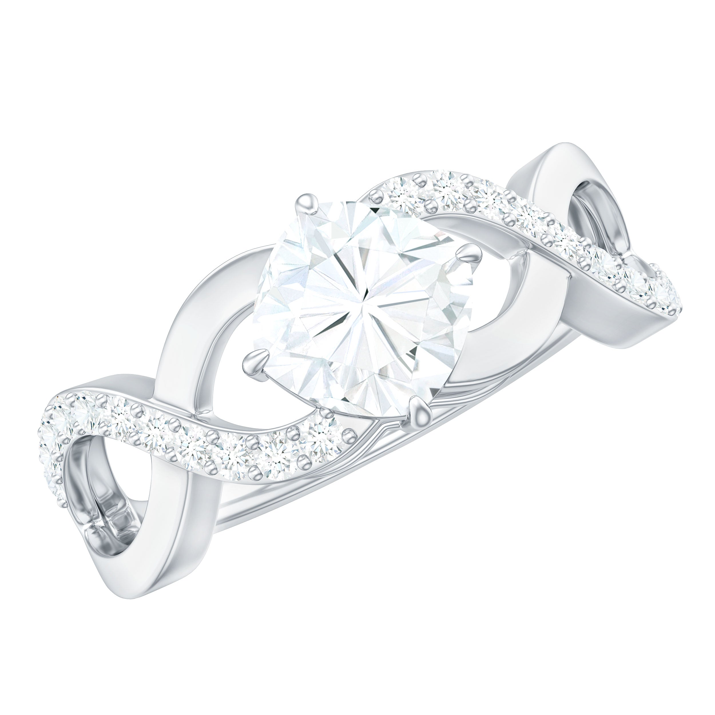 Cushion Cut Moissanite Infinity Band Engagement Ring