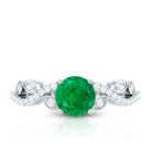 Nature Inspired Emerald Engagement Ring with Natural Diamond AAA - Rosec Jewels
