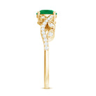 Nature Inspired Emerald Engagement Ring with Natural Diamond AAA - Rosec Jewels