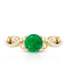 Nature Inspired Emerald Engagement Ring with Natural Diamond AAA - Rosec Jewels