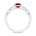 Nature Inspired Lab Created Ruby Engagement Ring with Diamonds AAAA - Rosec Jewels
