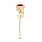 Nature Inspired Lab Created Ruby Engagement Ring with Diamonds AAAA - Rosec Jewels