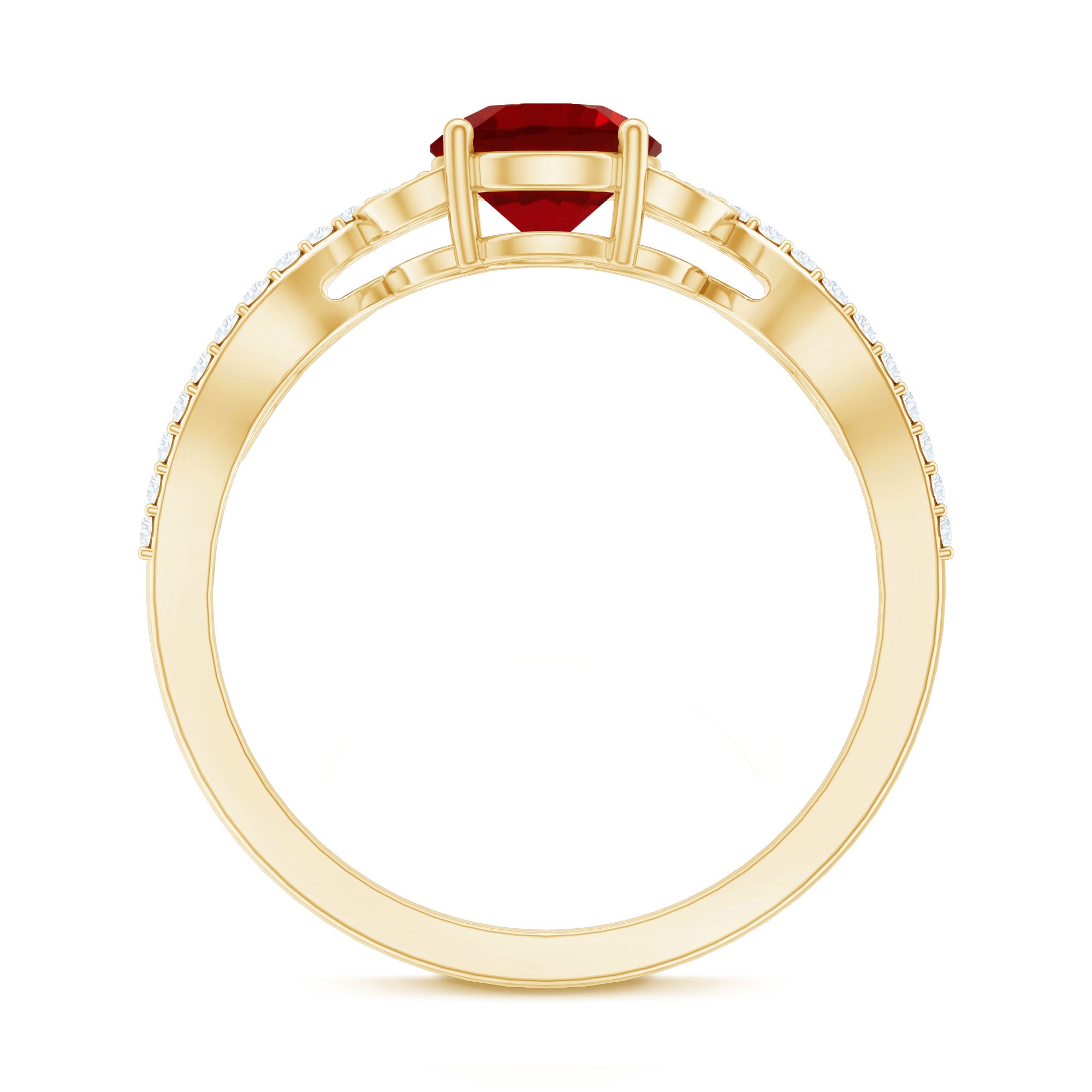 Nature Inspired Lab Created Ruby Engagement Ring with Diamonds AAAA - Rosec Jewels