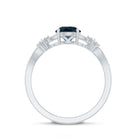 7mm London Blue Topaz Solitaire Engagement Ring with Diamond AAA - Rosec Jewels