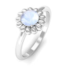1/2 CT Round Cut Solitaire Moonstone Gold Flower Ring Moonstone - ( AAA ) - Quality - Rosec Jewels