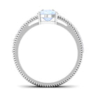 Pear Shaped Moonstone and Diamond Solitaire Ring with Twisted Rope Moonstone - ( AAA ) - Quality - Rosec Jewels
