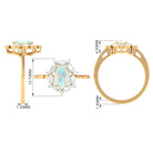 2 CT Ethiopian Opal Designer Halo Engagement Ring with Moissanite Ethiopian Opal - ( AAA ) - Quality - Rosec Jewels