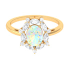 2 CT Ethiopian Opal Designer Halo Engagement Ring with Moissanite Ethiopian Opal - ( AAA ) - Quality - Rosec Jewels