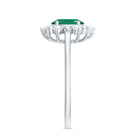 Rosec Jewels-Natural 5X7mm Oval Emerald Engagement Ring with Diamond Halo