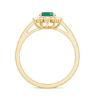 Rosec Jewels-Natural 5X7mm Oval Emerald Engagement Ring with Diamond Halo