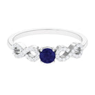 Minimalist Blue Sapphire and Diamond Infinity Promise Ring AAA - Rosec Jewels