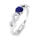 Minimalist Blue Sapphire and Diamond Infinity Promise Ring AAA - Rosec Jewels