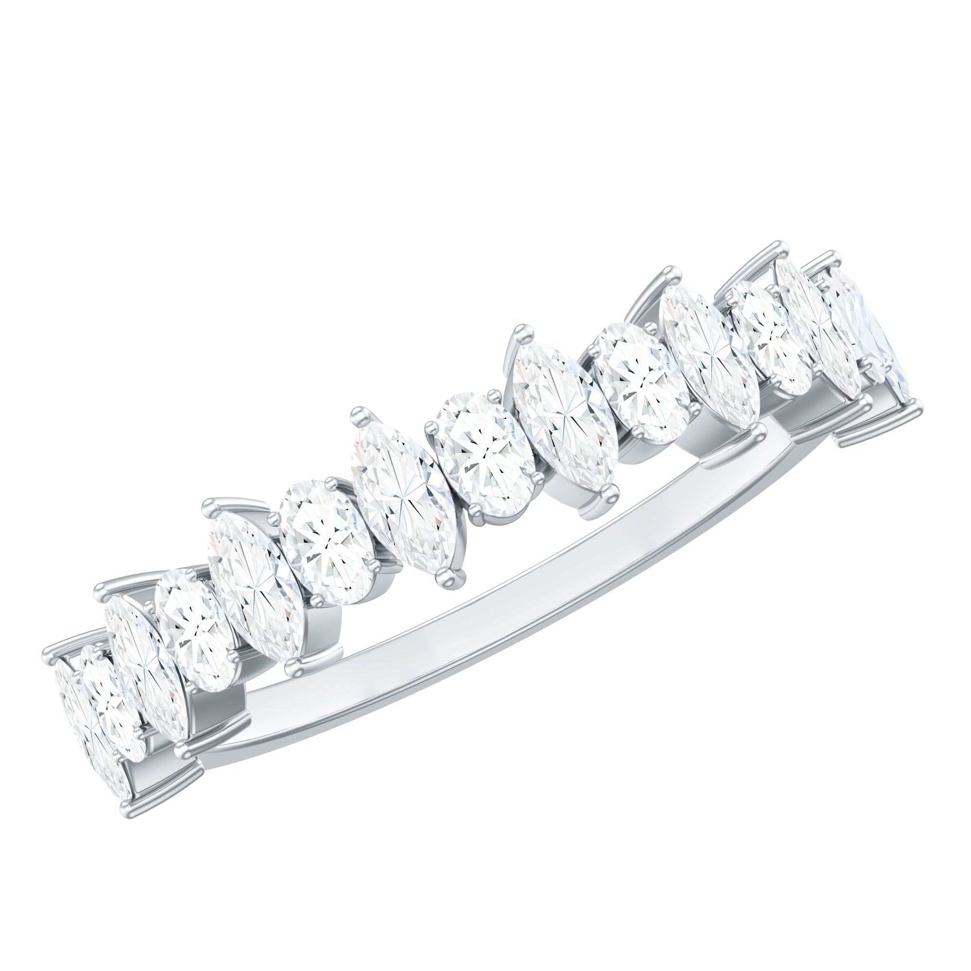 Certified Moissanite Half Eternity Wedding Band Ring