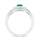 5X7 mm Pear Cut Emerald Engagement Ring with Diamond Halo AAA - Rosec Jewels