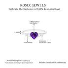 Heart Amethyst Solitaire Promise Ring with Moissanite Amethyst - ( AAA ) - Quality - Rosec Jewels