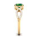 Created Emerald Infinity Engagement Ring With Diamond Accent Lab Created Emerald - ( AAAA ) - Quality - Rosec Jewels