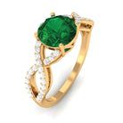 Created Emerald Infinity Engagement Ring With Diamond Accent Lab Created Emerald - ( AAAA ) - Quality - Rosec Jewels