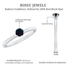 5MM Round Black Opal Solitaire Promise Ring AAA - Rosec Jewels