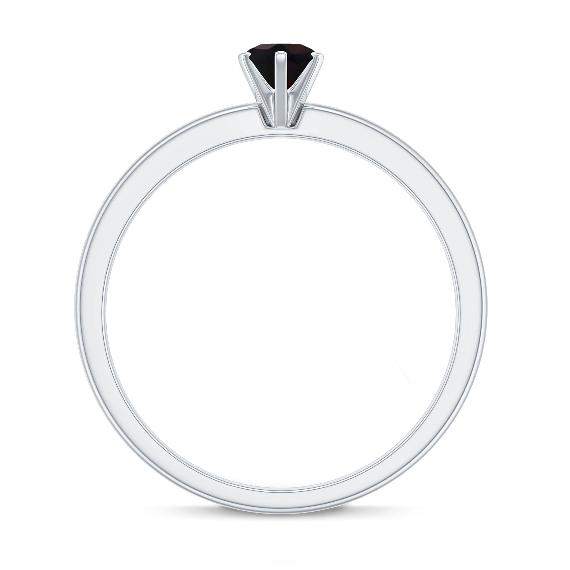 5MM Round Black Opal Solitaire Promise Ring AAA - Rosec Jewels