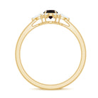 Claw Set Round Black Opal and Diamond Promise Ring AAA - Rosec Jewels