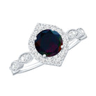 0.8 Carat Black Opal Vintage Engagement Ring with Diamond Accent AAA - Rosec Jewels