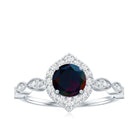 0.8 Carat Black Opal Vintage Engagement Ring with Diamond Accent AAA - Rosec Jewels