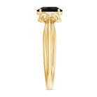 1 CT Oval Black Opal Solitaire Floral Ring with Diamond Accent AAA - Rosec Jewels