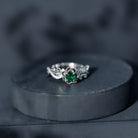 Lab Grown Emerald Diamond Flower Engagement Ring with Certificate AAAA - Rosec Jewels