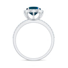 Classic London Blue Topaz Oval Engagement Ring with Diamond Halo AAA - Rosec Jewels