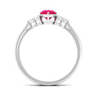 Natural 0.8 Carat Ruby Teardrop Engagement Ring with Diamond Trio AAA - Rosec Jewels
