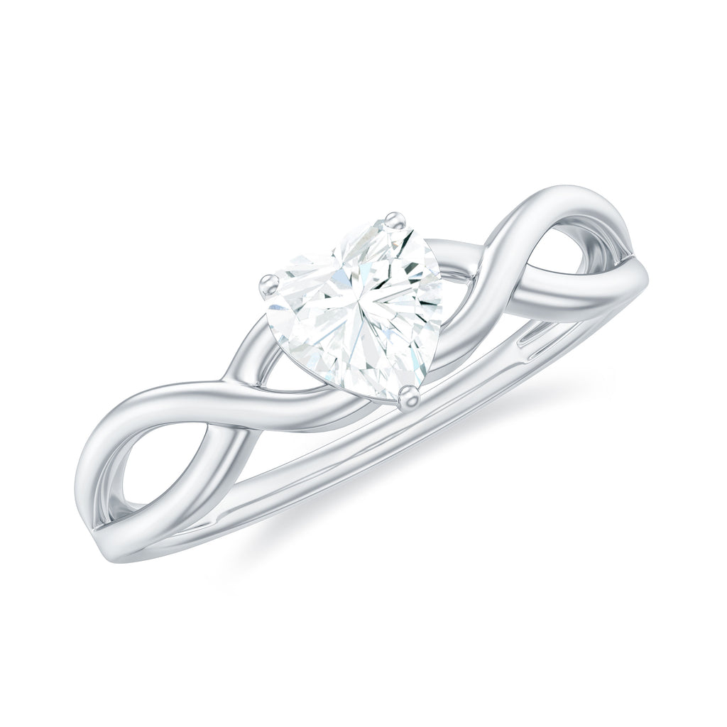 Heart Shape Lab Grown Diamond Solitaire Promise Ring in Crossover Shank