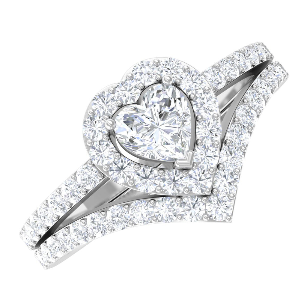 Heart Shape Lab Grown Diamond Bridal Ring Set