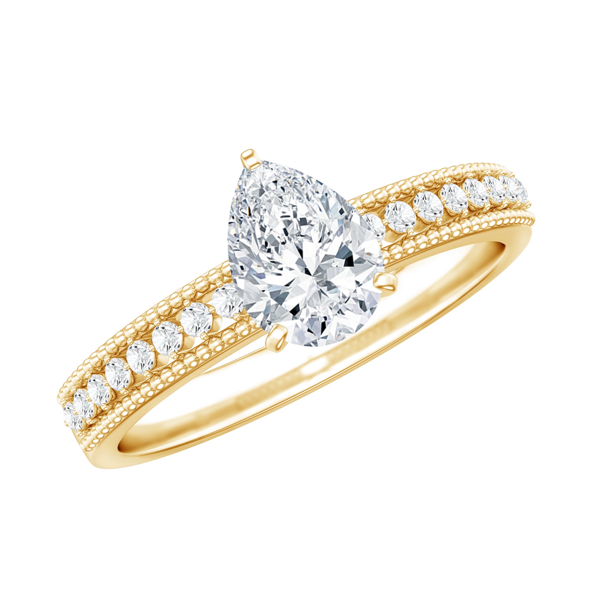 Pear Shaped Lab Grown Diamond Solitaire Engagement Ring Lab - ( EF-VS ) - Rosec Jewels