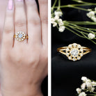 Lab Grown Diamond Nature Inspired Flower Engagement Ring Lab - ( EF-VS ) - Rosec Jewels